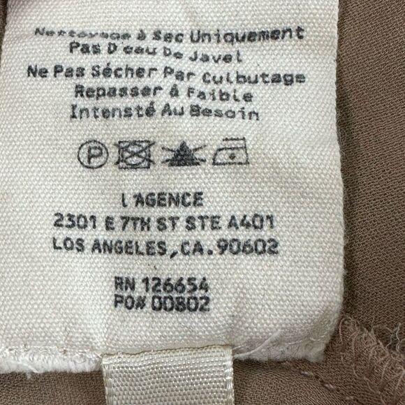 L’AGENCE Neutal Tan Chantarelle Silk Chiffon Longsleeve Faux Wrap Blouse Sz XS - Picture 6 of 10